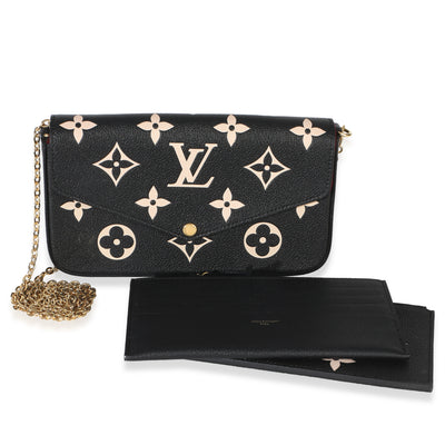 Louis Vuitton Black Beige Monogram Empreinte Giant Felicie Pochette Handbag id