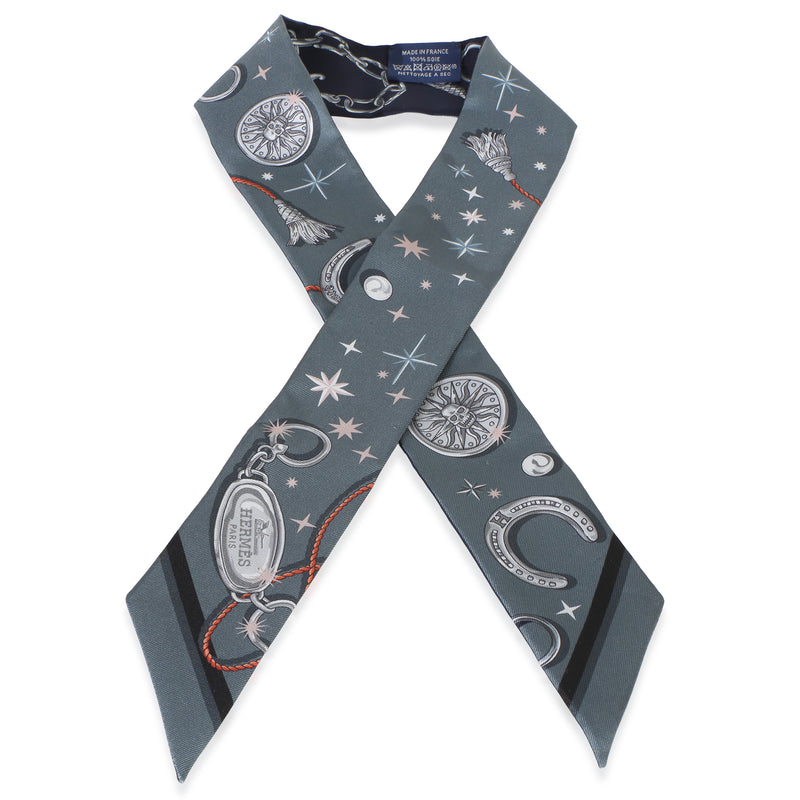 Hermès Ardoise Rose Marine C'est la Fete Silk Twilly id