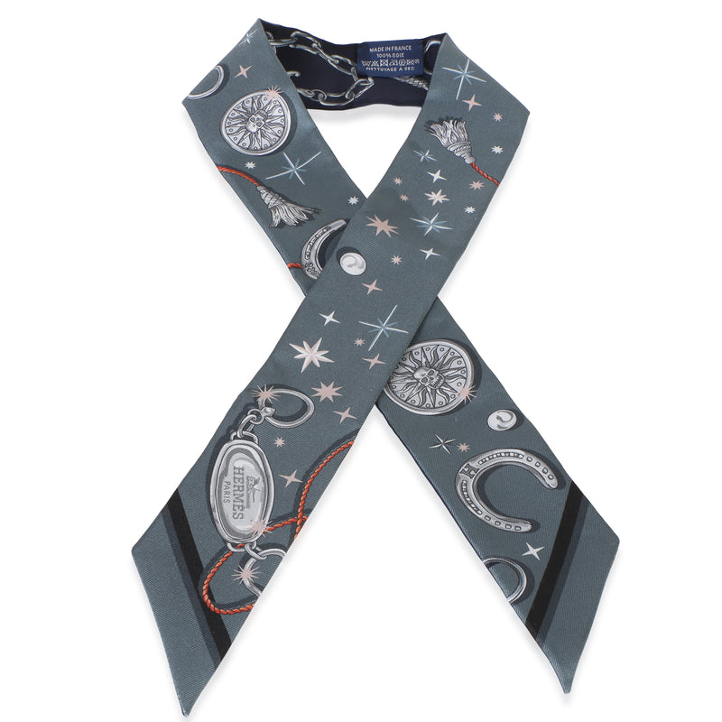 Hermès Ardoise Rose Marine C'est la Fete Silk Twilly id