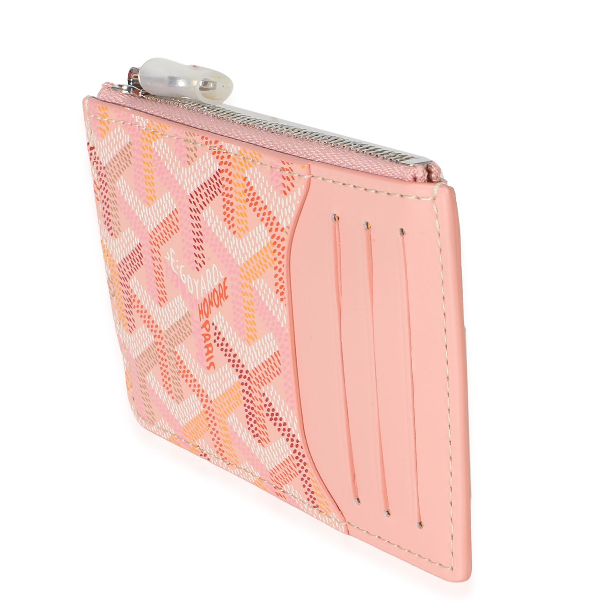Goyard Pink ine Canvas Bourbon Zip Card Holder Wallet 4