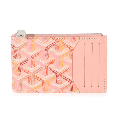 Goyard Pink ine Canvas Bourbon Zip Card Holder Wallet fv