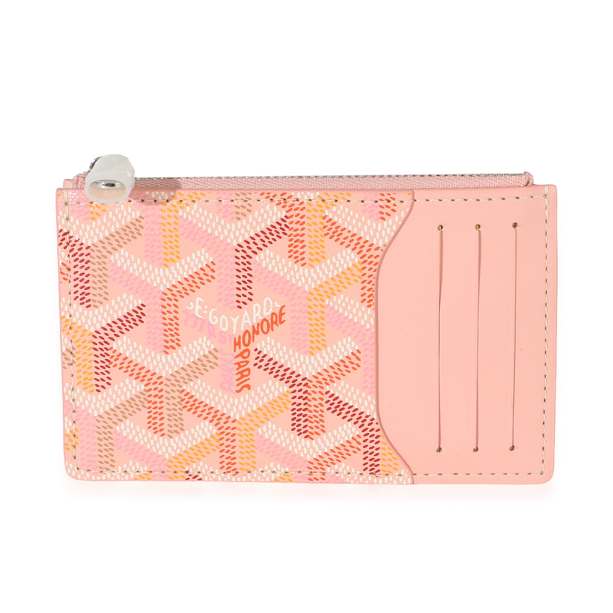Goyard Pink ine Canvas Bourbon Zip Card Holder Wallet fv