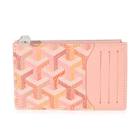 Goyard Pink ine Canvas Bourbon Zip Card Holder Wallet fv