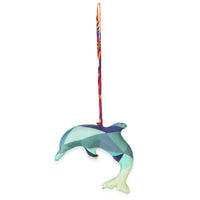 Hermès Blue Multicolor Silk Petit H Dolphin Charm id