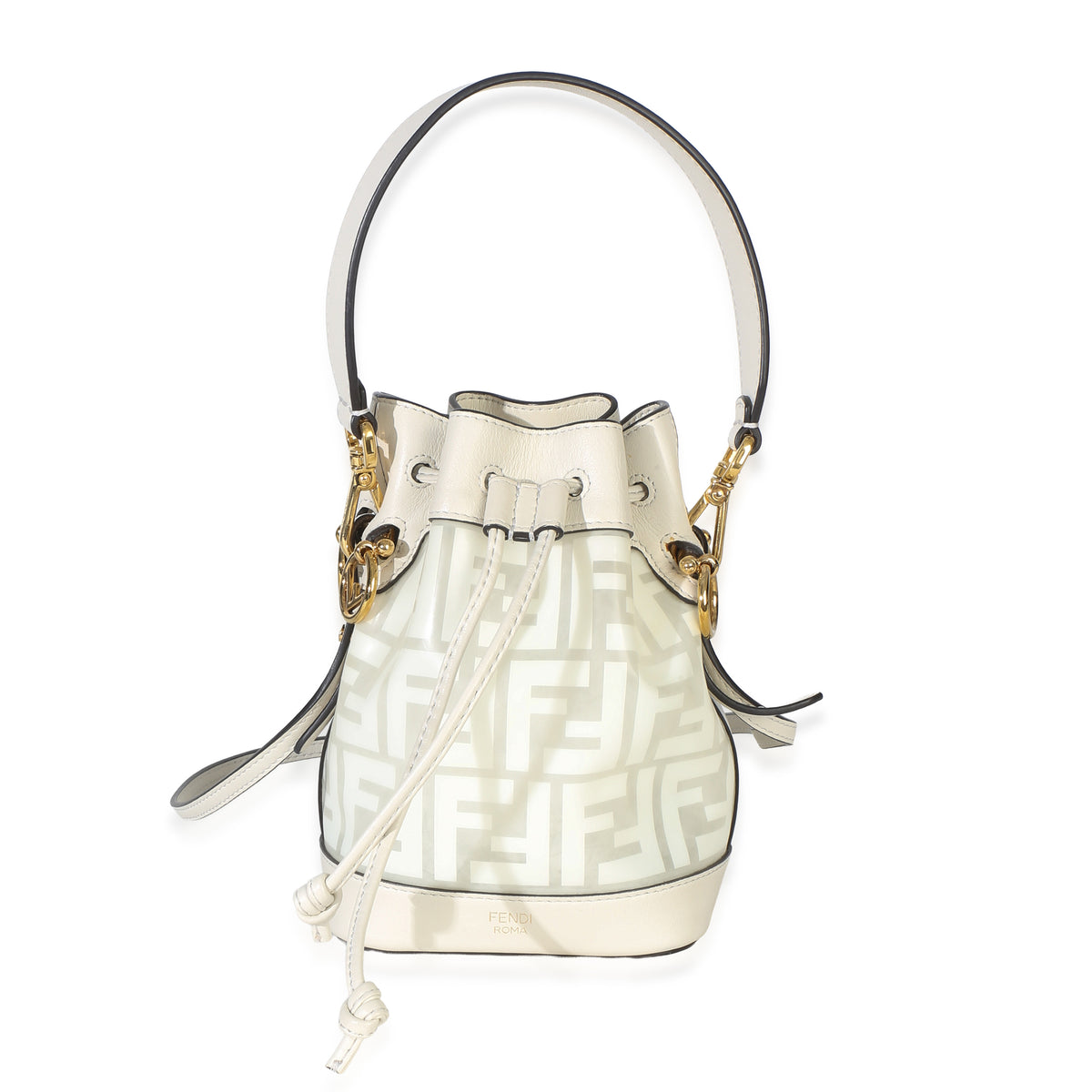 Fendi White TPU FF Vitello Grace F is  Mini Mon Tresor Bucket Bag Handbag id
