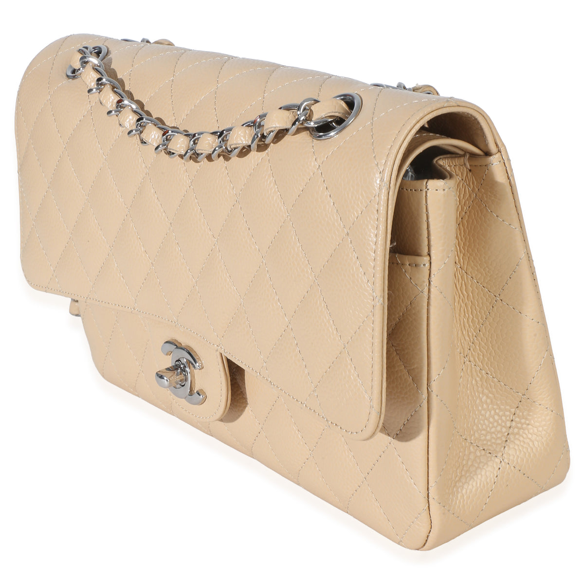 Chanel Beige Quilted Caviar Medium Double Flap Handbag Handbag 2