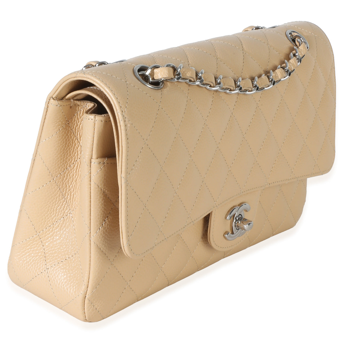 Chanel Beige Quilted Caviar Medium Double Flap Handbag Handbag 3