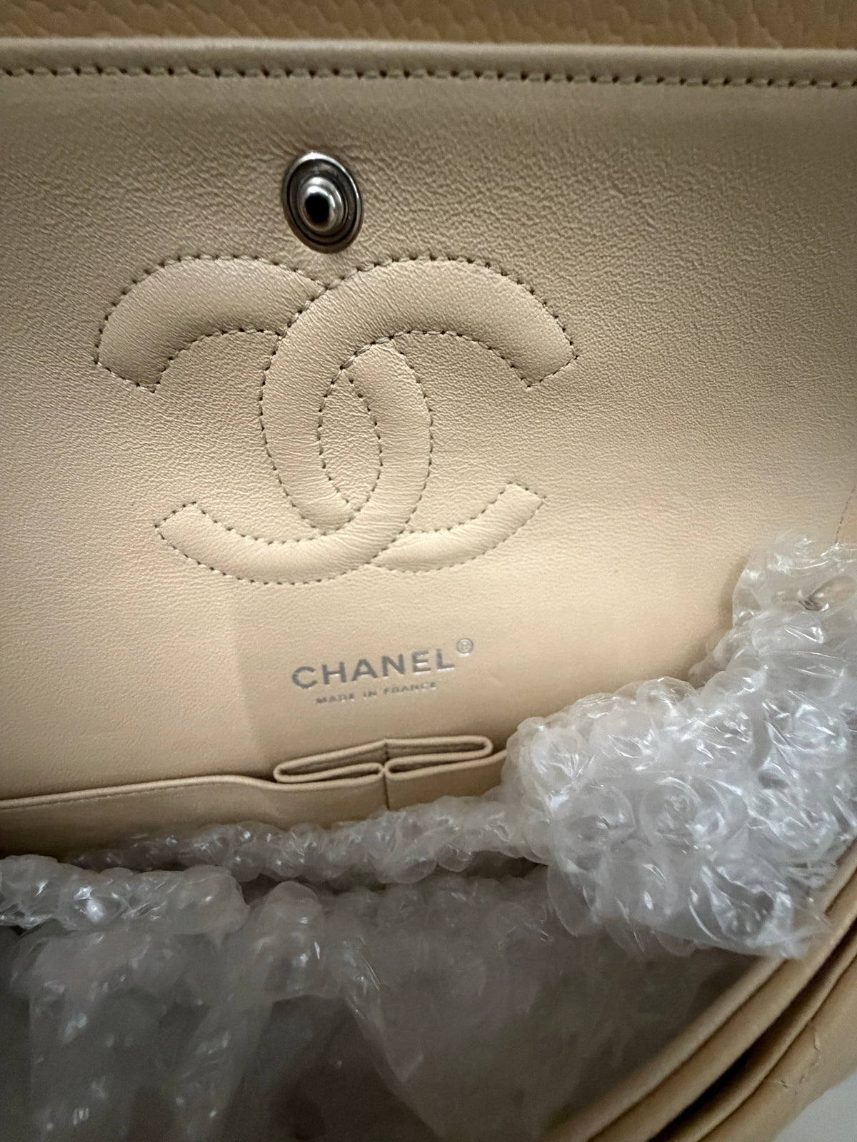 Chanel Beige Quilted Caviar Medium Double Flap Handbag Handbag ad3
