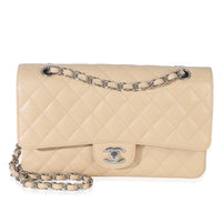 Chanel Beige Quilted Caviar Medium Double Flap Handbag Handbag fv