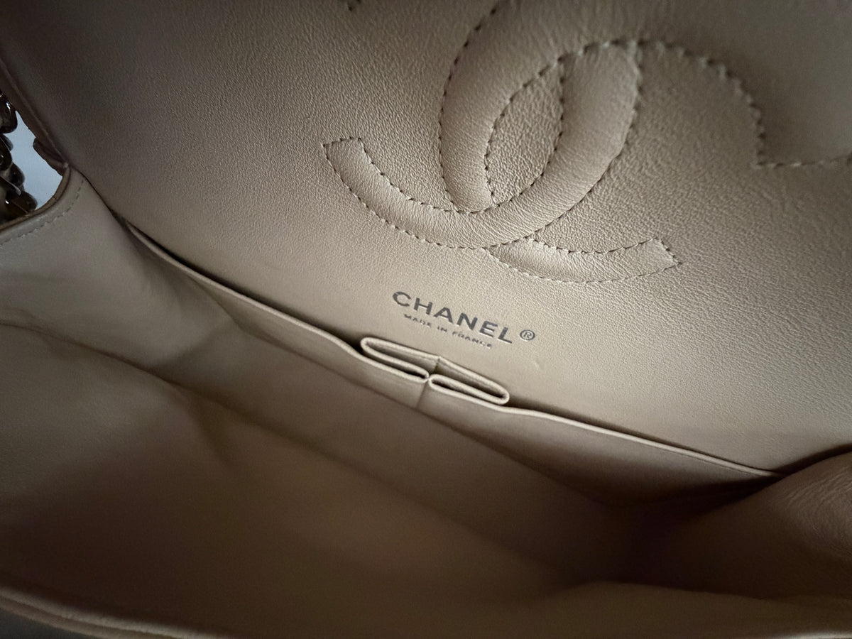 Chanel Beige Quilted Caviar Medium Double Flap Handbag Handbag