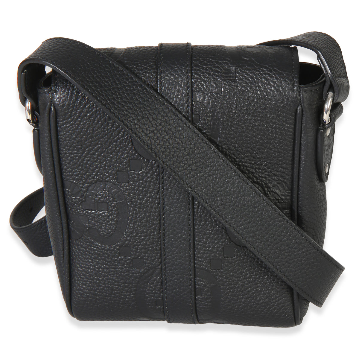 Gucci Black Piuma Calfskin Jumbo GG Embossed Small Messenger Bag Handbag 4