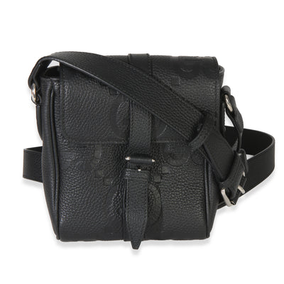 Gucci Black Piuma Calfskin Jumbo GG Embossed Small Messenger Bag Handbag fv