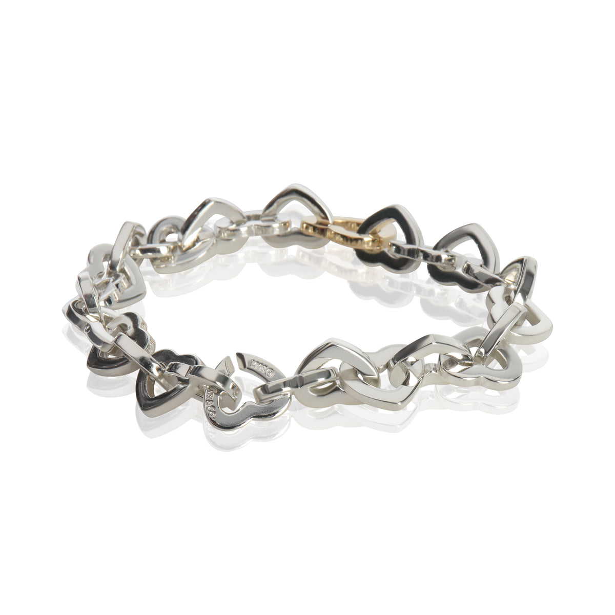 Tiffany & Co. Yellow Gold & Sterling Silver  Heart Link Bracelet
