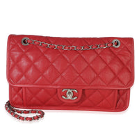 Chanel Red Quilted Caviar Medium French Riviera Flap Handbag Handbag fv