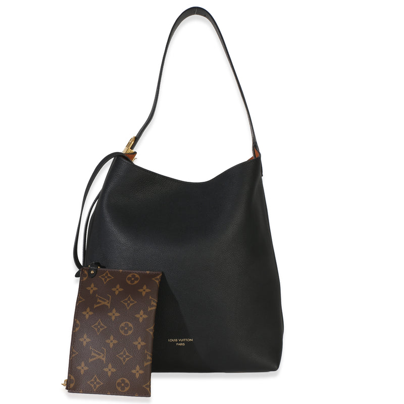 Louis Vuitton Black Grained Calfskin Low Key Hobo MM Handbag id