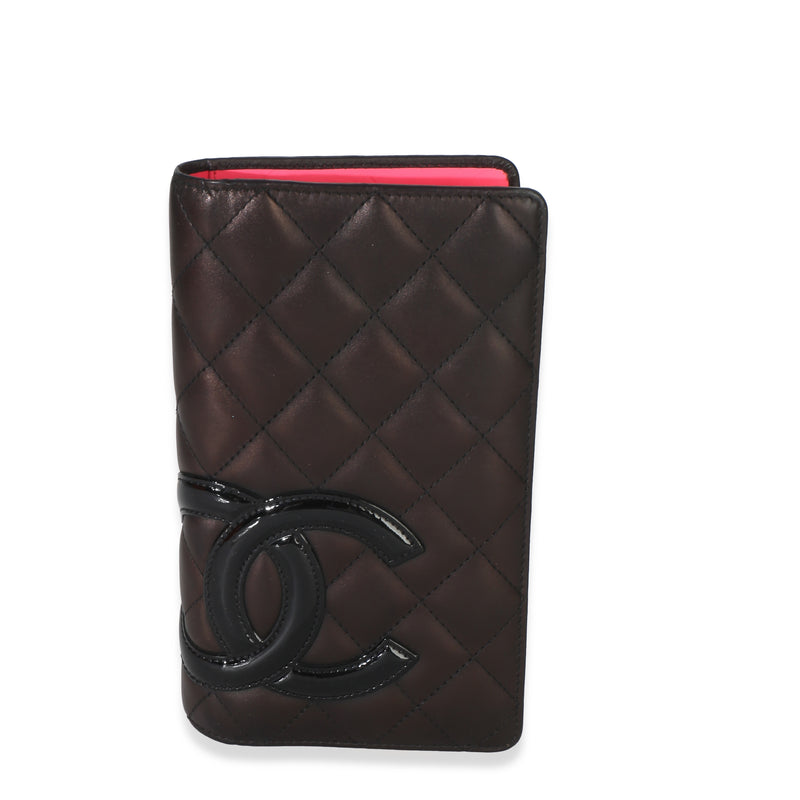 Chanel Black Pink Quilted Calfskin Cambon Yen Wallet Handbag id