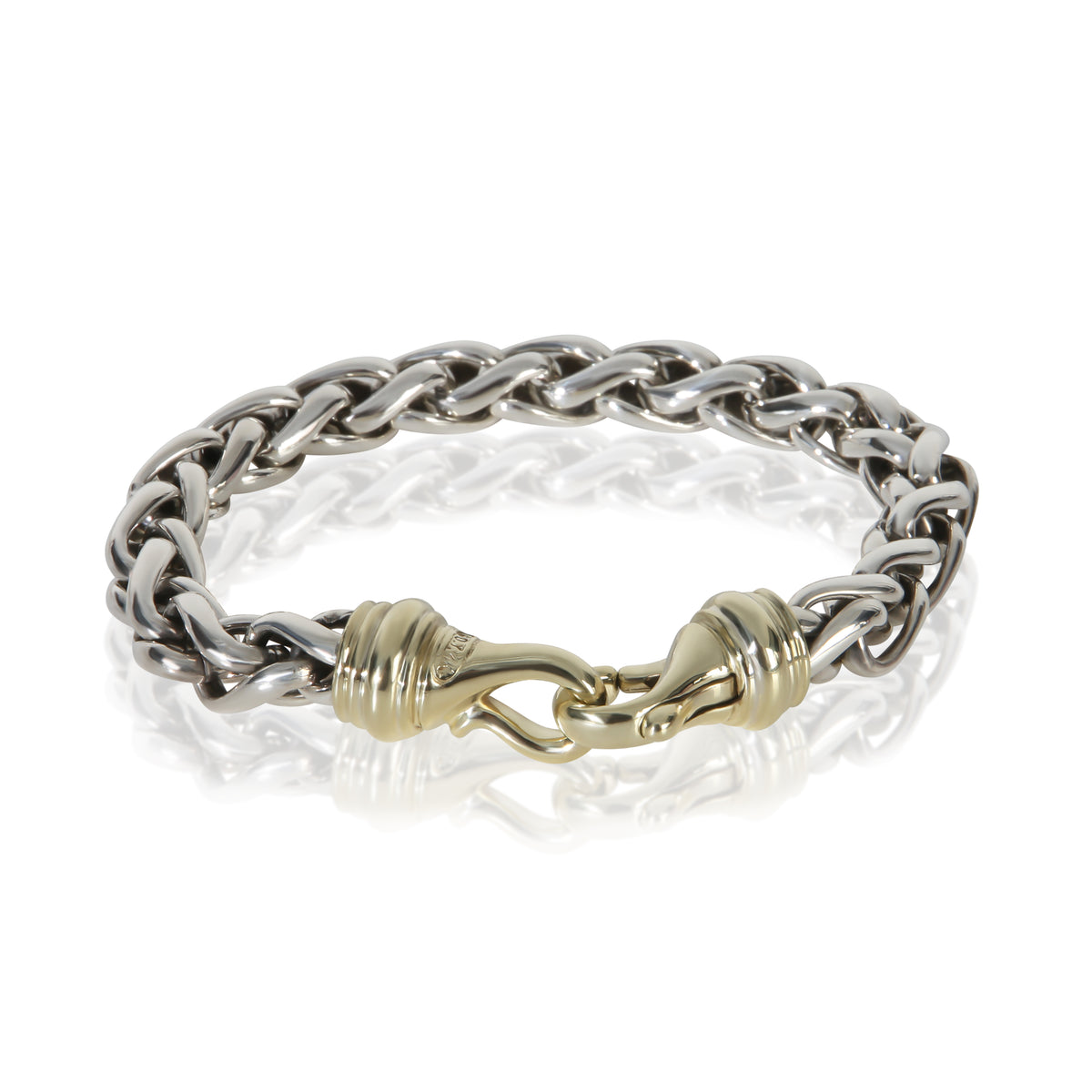 David Yurman Yellow Gold & Sterling Silver  Wheat Bracelet fv