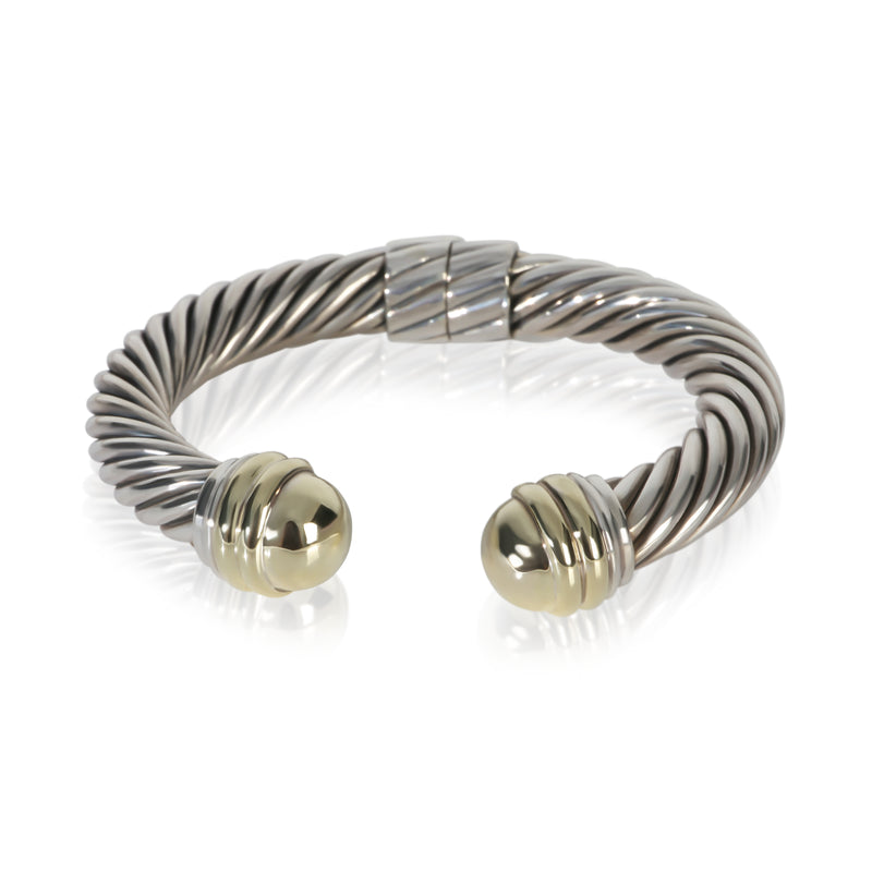 David Yurman Yellow Gold & Sterling Silver Hinged Cable Bracelet fv