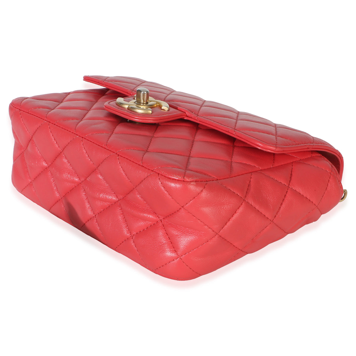 Chanel Red Quilted Lambskin Coco Pins Chain Mini Flap Bag Handbag 6