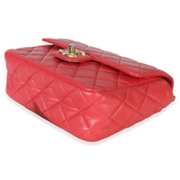 Chanel Red Quilted Lambskin Coco Pins Chain Mini Flap Bag Handbag 6