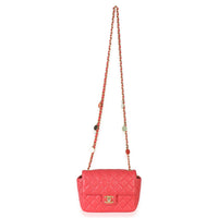 Chanel Red Quilted Lambskin Coco Pins Chain Mini Flap Bag Handbag 8