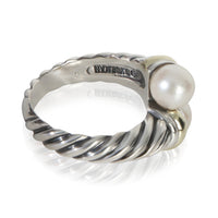 David Yurman Yellow Gold & Sterling Silver Pearl Cable Bypass Ring pv