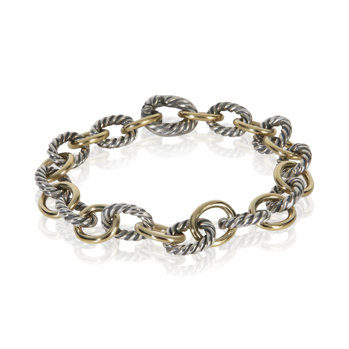 David Yurman Yellow Gold & Sterling Silver  Oval Link Bracelet fv