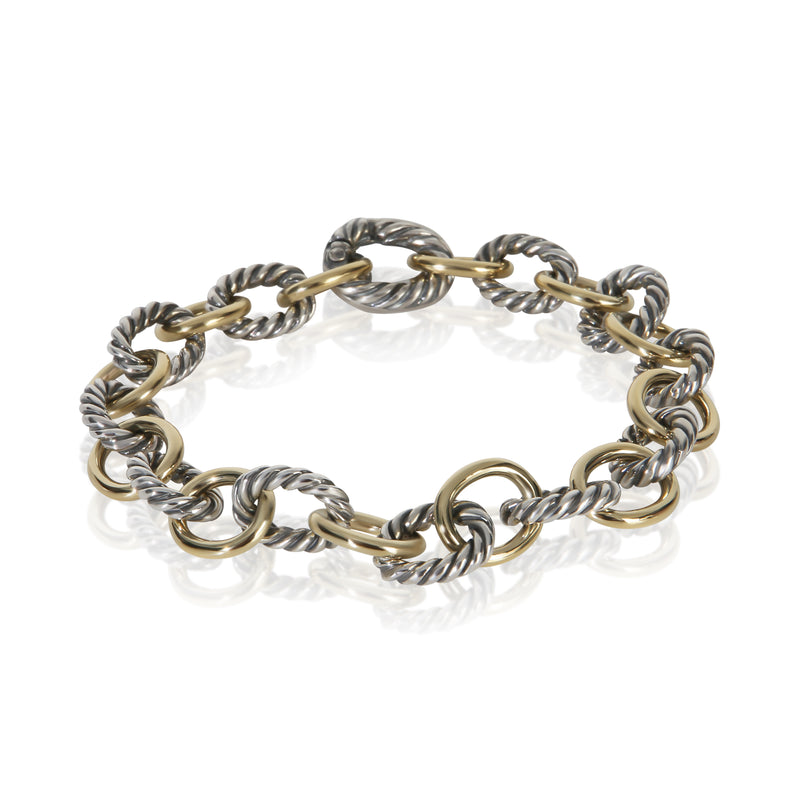 David Yurman Yellow Gold & Sterling Silver  Oval Link Bracelet fv