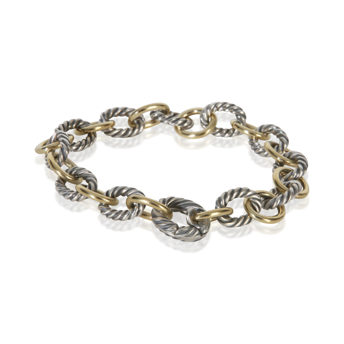 David Yurman Yellow Gold & Sterling Silver  Oval Link Bracelet pv