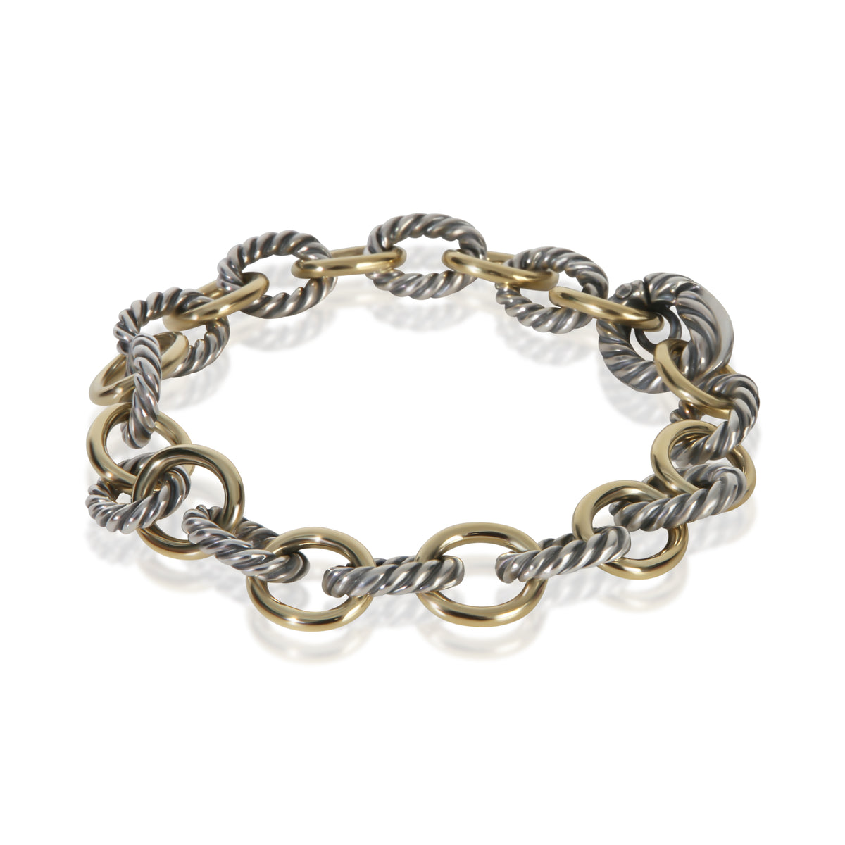 David Yurman Yellow Gold & Sterling Silver  Oval Link Bracelet sv
