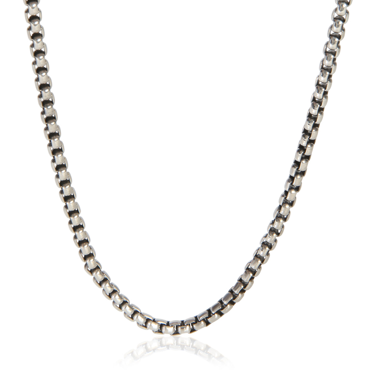David Yurman Sterling Silver  Box Chain Necklace fv