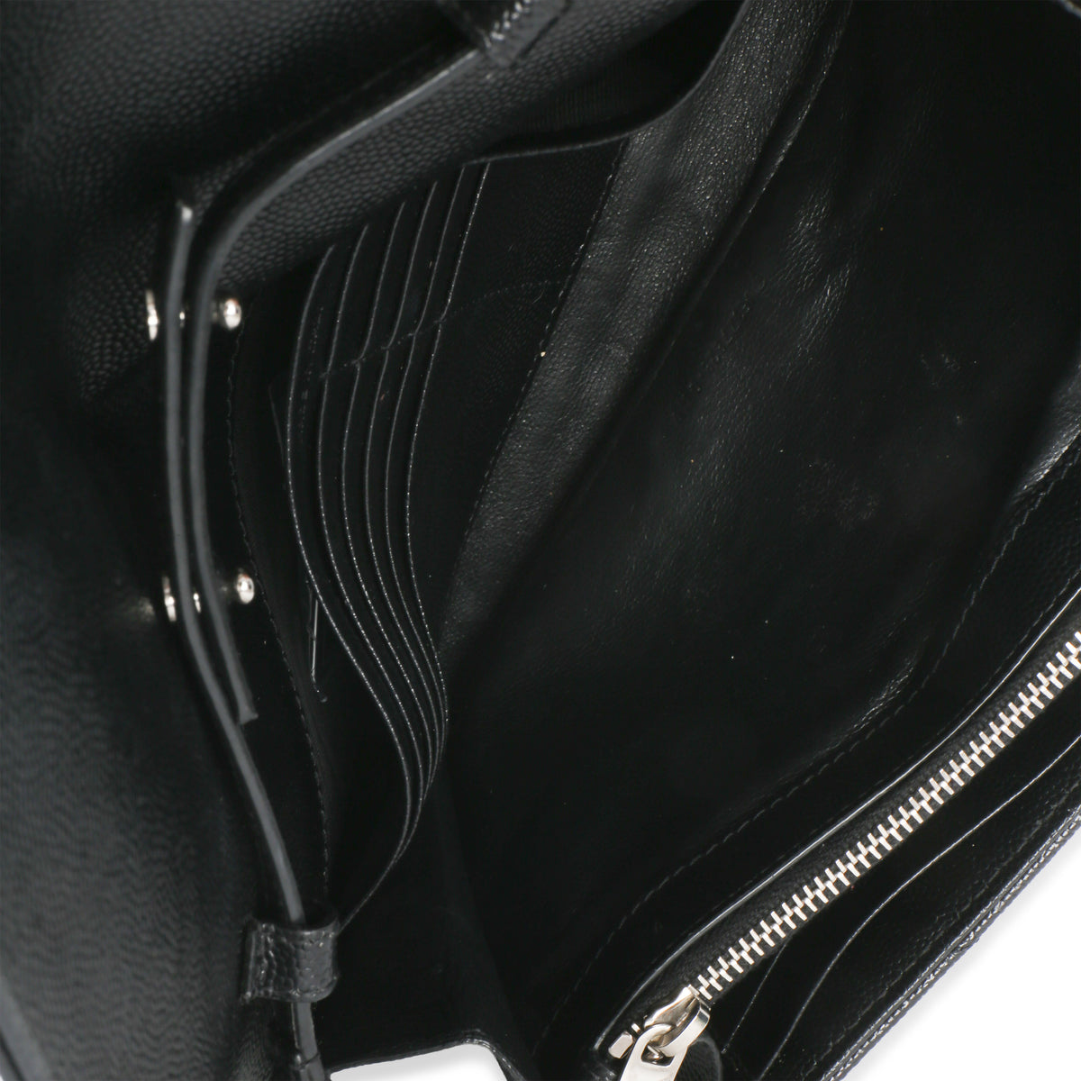 Saint Laurent Black Grain De Poudre Cassandre Chain Wallet Handbag 8