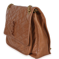 Saint Laurent Caramel Crinkled Calfskin Matelasse Medium Niki Chain Satchel Handbag sv