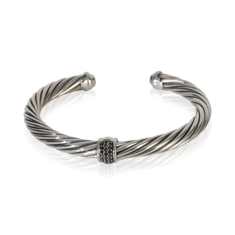 David Yurman Sterling Silver Diamond Single Station Cable Bracelet fv