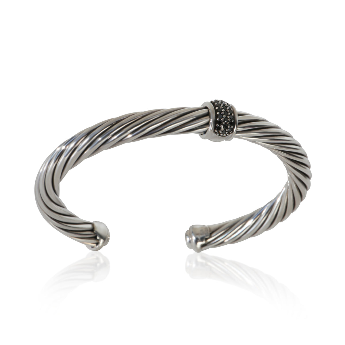 David Yurman Sterling Silver Diamond Single Station Cable Bracelet bv