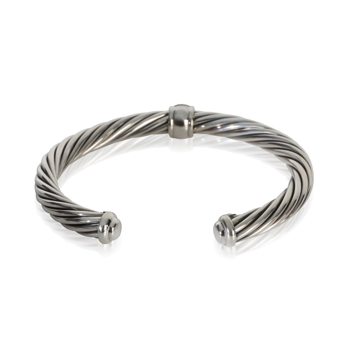 David Yurman Sterling Silver Diamond Single Station Cable Bracelet pv
