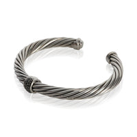 David Yurman Sterling Silver Diamond Single Station Cable Bracelet sv