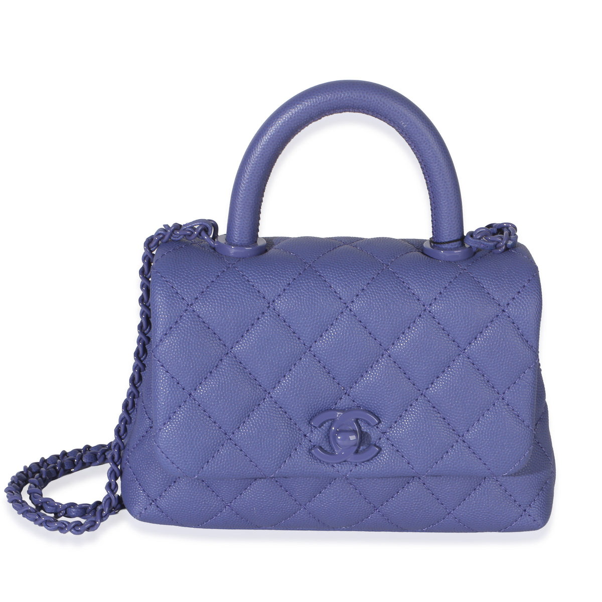Chanel Purple Quilted Incognito Mini Coco Top Handle Flap Bag Handbag fv