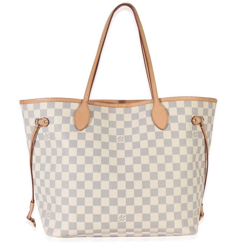 Louis Vuitton Rose Ballerine Damier Azur Canvas Neverfull MM Handbag id
