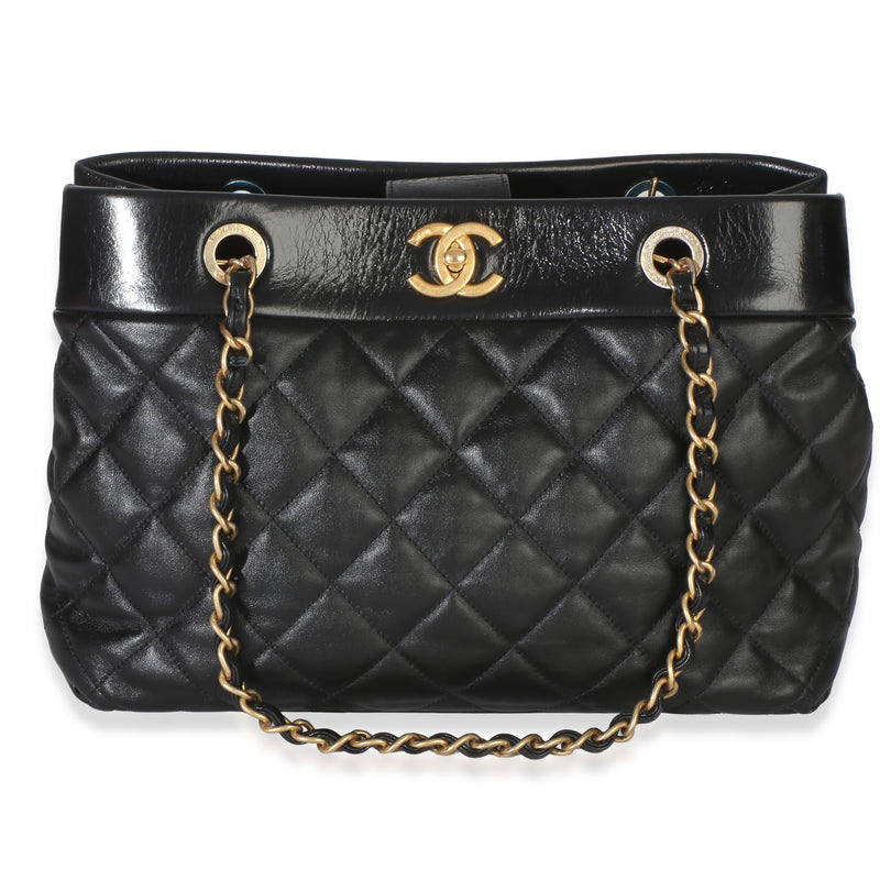 Chanel Black Quilted Calfskin Medium Soft Elegance Tote Handbag id