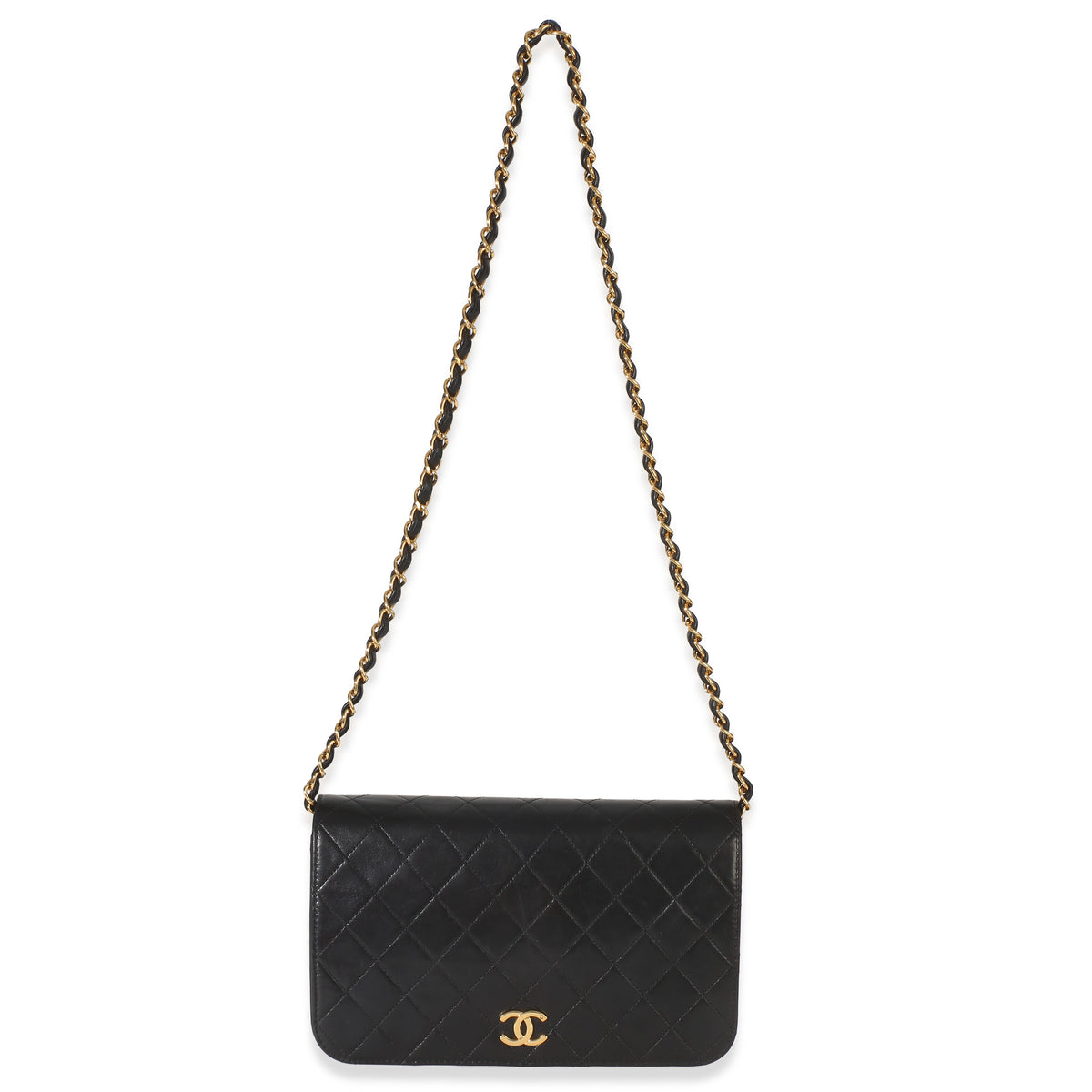 Chanel Vintage 24k Black Quilted Lambskin Full Flap Bag Handbag av