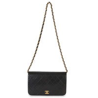 Chanel Vintage 24k Black Quilted Lambskin Full Flap Bag Handbag av
