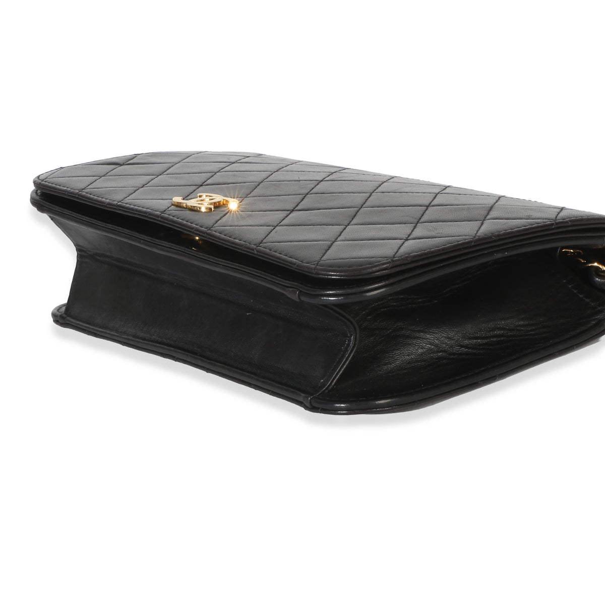 Chanel Vintage 24k Black Quilted Lambskin Full Flap Bag Handbag box