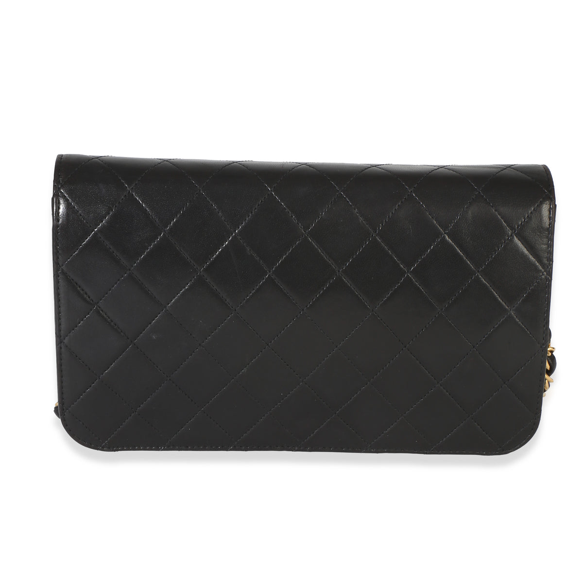 Chanel Vintage 24k Black Quilted Lambskin Full Flap Bag Handbag bv