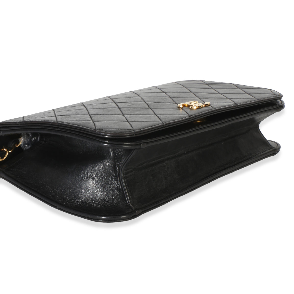 Chanel Vintage 24k Black Quilted Lambskin Full Flap Bag Handbag clasp
