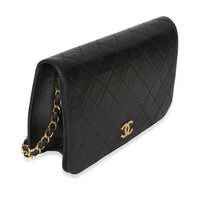 Chanel Vintage 24k Black Quilted Lambskin Full Flap Bag Handbag pv