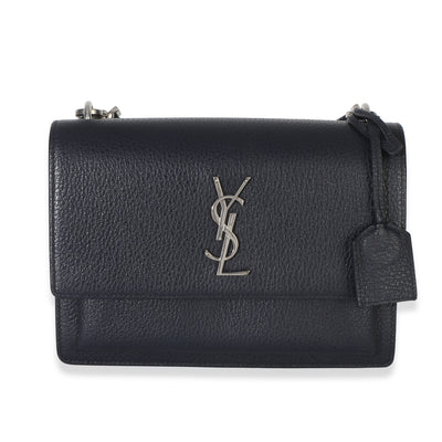 Saint Laurent Navy Grained Calfskin Medium Monogram Sunset Bag Handbag fv
