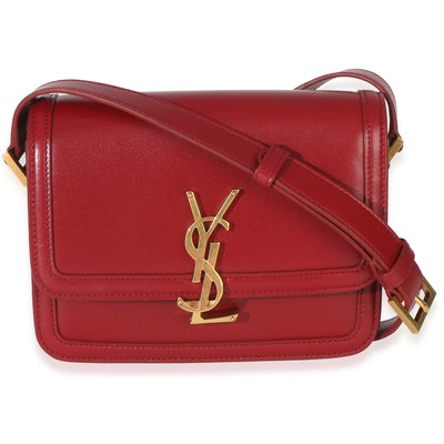 Saint Laurent Red Smooth Calfskin Monogram Small Solferino Satchel Handbag fv