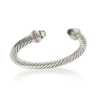 David Yurman Sterling Silver Prasiolite and Diamond Cable Classic Bracelet bv