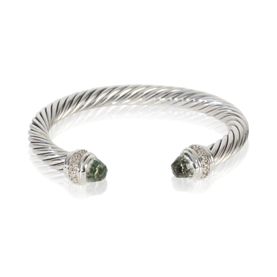 David Yurman Sterling Silver Prasiolite and Diamond Cable Classic Bracelet fv